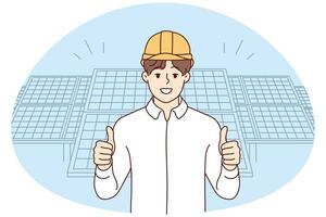 Smiling engineer recommend construction company photo