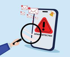 Email data phishing. Cyber thief hide inside an email. spam detecting vector