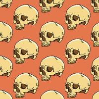 Skull Tile Illustration Design Vector in an Orange Background