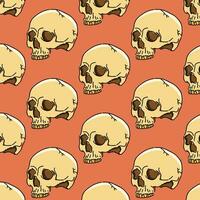 Skull Tile Illustration Design Vector in an Orange Background