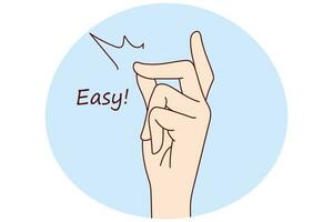 Person make hand gesture of how easy photo