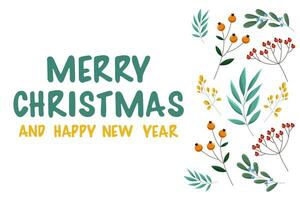 Card with Merry Christmas and Happy New Year vector