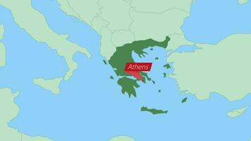 Map of Greece with pin of country capital. vector