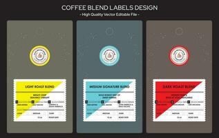 Coffee label design collection, coffee blend labels editable file, Packaging design for pouch. Modern graphic label for coffee and Coffee logo design. vector