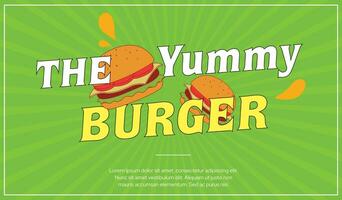 Yummy Burger Banner Design Typography Illustration vector