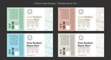 producto etiqueta diseño plantilla, pastel color etiquetas editable vector archivo para impresión, cosmético embalaje diseño, pharma embalaje, tarro etiquetas, pastillas botella etiqueta diseño conjunto ilustración