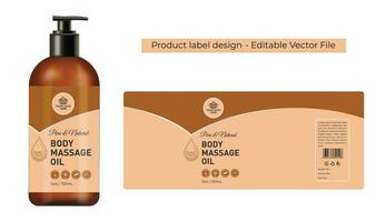 masaje petróleo etiqueta diseño, spa producto embalaje diseño, aromaterapia esencial petróleo con realista Bosquejo ilustración, botella etiqueta diseño de el cosmético producto vector