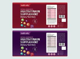 Supplement Label Design, Dietary supplement label, Multivitamins label, Package template design vector