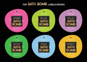 Top Fragrances Awake, Relief, Relax, Detox, Fresh, Energy, Spa Aromatherapy Handmade Cosmetic Bath bomb labels Set design, high quality editable vector file Fragrance Scent soap label packaging design