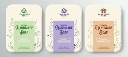 Handmade soap label design hand drawn labels and patterns for handmade soap bars, natural soap labels vector illustration