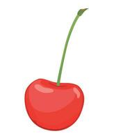 Fresh red ripe cherry. Vector berry on a white background. Colored flat illustration. Cartoon style.