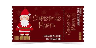 Christmas Party Ticket layout template card design vector