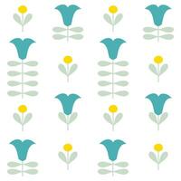 Scandinavian style pattern with blooming bluebells flowers. Floral print for tee, paper, fabric, textile. vector