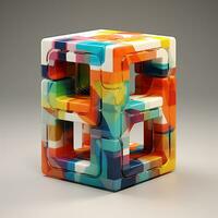 3D square block photo