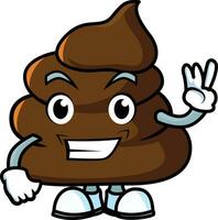 Cartoon poop character doing wave or hand gesture vector illustration, Mr. Hankey with a hand gesture stock vector image