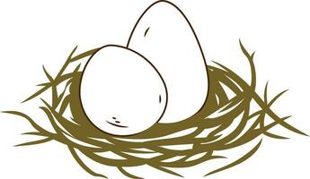 huevos y nido vector ilustración mínimo estilo huevos en un pájaro nido valores vector imagen