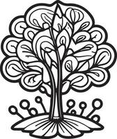 Trees cartoon coloring page illustration vector. For kids coloring book. vector