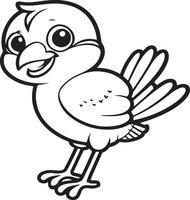 Cute Bird in black and white for coloring book. Cute bird. vector