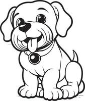 Black and white illustration for coloring animals, coloring book and cute dog. vector