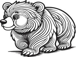 Cute Bear Coloring Pages, Kids Coloring Book, Bear Vector Character Illustration