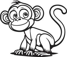 Monkey cartoon characters isolated on white background. Illustration for children. Coloring book. Coloring page. vector