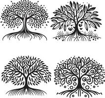 4Tree cartoon coloring page illustration vector. For kids coloring book. vector