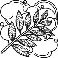 Hand drawn sketch of a branch with leaves vector