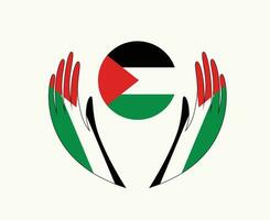 Palestine Flag With Hands Symbol Middle East country Abstract Design Vector illustration