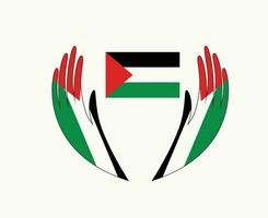 Palestine Flag Emblem With Hands Symbol Middle East country Abstract Design Vector illustration