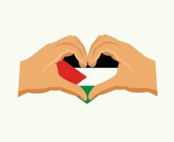 Palestina emblema bandera corazón con manos medio este país icono vector ilustración resumen diseño elemento