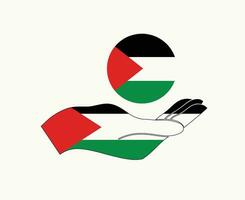 Palestine Flag Emblem And Hand Symbol Abstract Middle East country Vector illustration Design