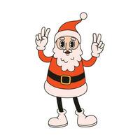 Funny Santa Claus character. Groovy vector illustration in retro style.