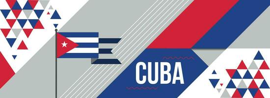 Cuba national or independence day banner design for country celebration. Flag of Cuba with modern retro design and abstract geometric icons. Vector illustration.