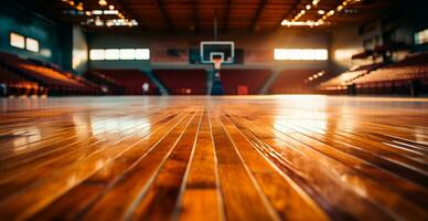 Basketball arena, old college gym - AI generated image photo