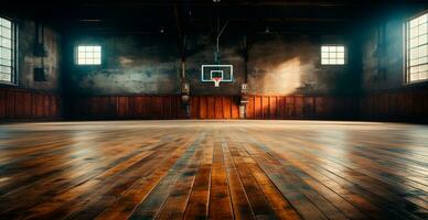 Basketball arena, old college gym - AI generated image photo