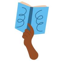Human hands holding open book.Read books lover. Literacy day, literary club vector