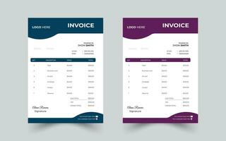 Invoice minimal design template,modern and professional minimal business invoice template vector