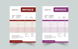 Invoice minimal design template,modern and professional minimal business invoice template vector