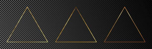 Gold glowing triangle frame vector