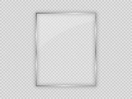 Glass plate in vertical frame isolated on background. Vector illustration.