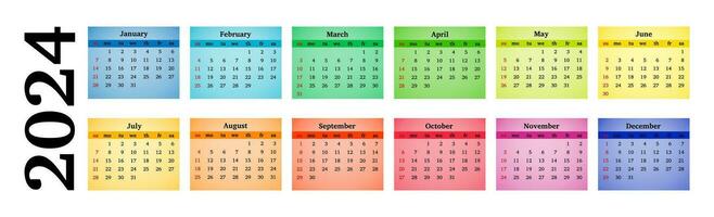 Calendar for 2024 isolated on a white background vector