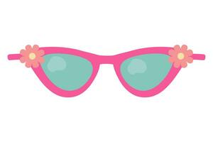 Clásico Gafas de sol con margarita flores maravilloso retro Moda dibujos animados estilo. vector