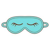 Sleep mask with eyelashes. Sleeping night eye relax accessory. Color doodle icon. vector