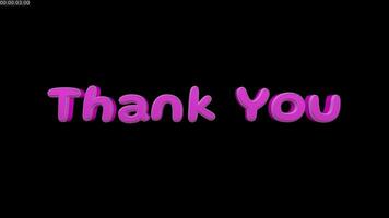 pink thank you text animation. 3D text animation video