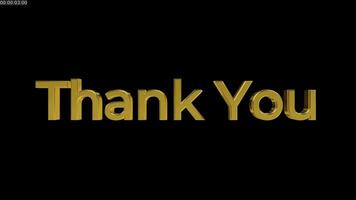 gold thank you text animation. 3D text animation video