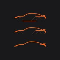 Sports car logo icon. Motor vehicle silhouette emblems. Auto garage dealership brand identity design elements. Vector illustrations.