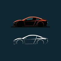 Sports car logo icon. Motor vehicle silhouette emblems. Auto garage dealership brand identity design elements. Vector illustrations.