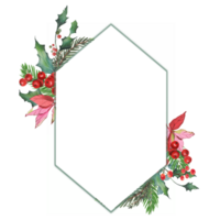 christmas frame with holly berries decorate leaf png