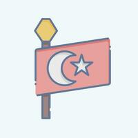 Icon Turkey Flag. related to Turkey symbol. doodle style. simple design editable. simple illustration vector