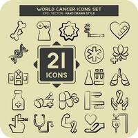 Icon Set World Cancer. related to Health symbol. hand drawn style. simple design editable. simple illustration vector